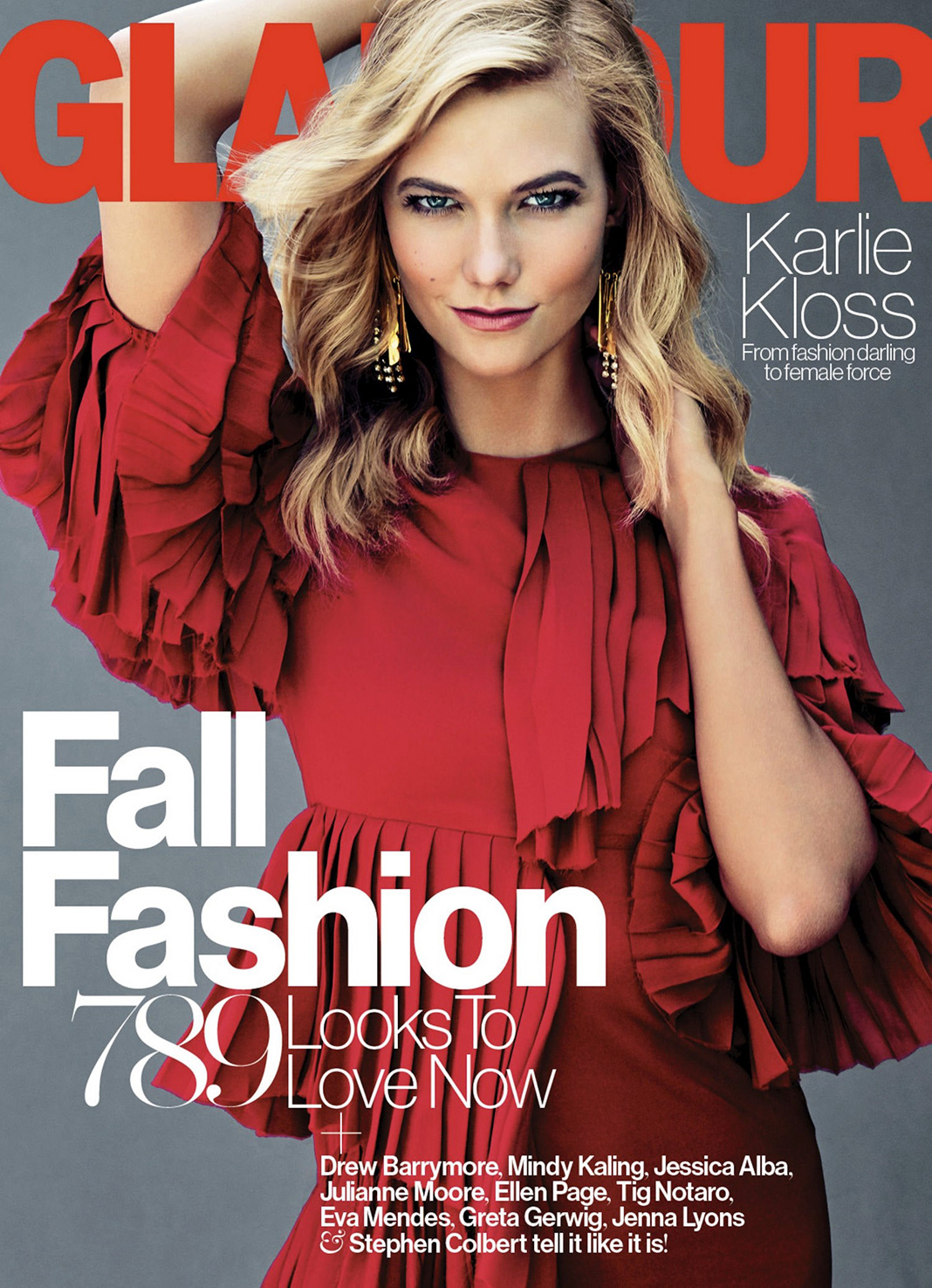 Карли Клосс на обложке журнала Glamour US, сентябрь 2015 г.