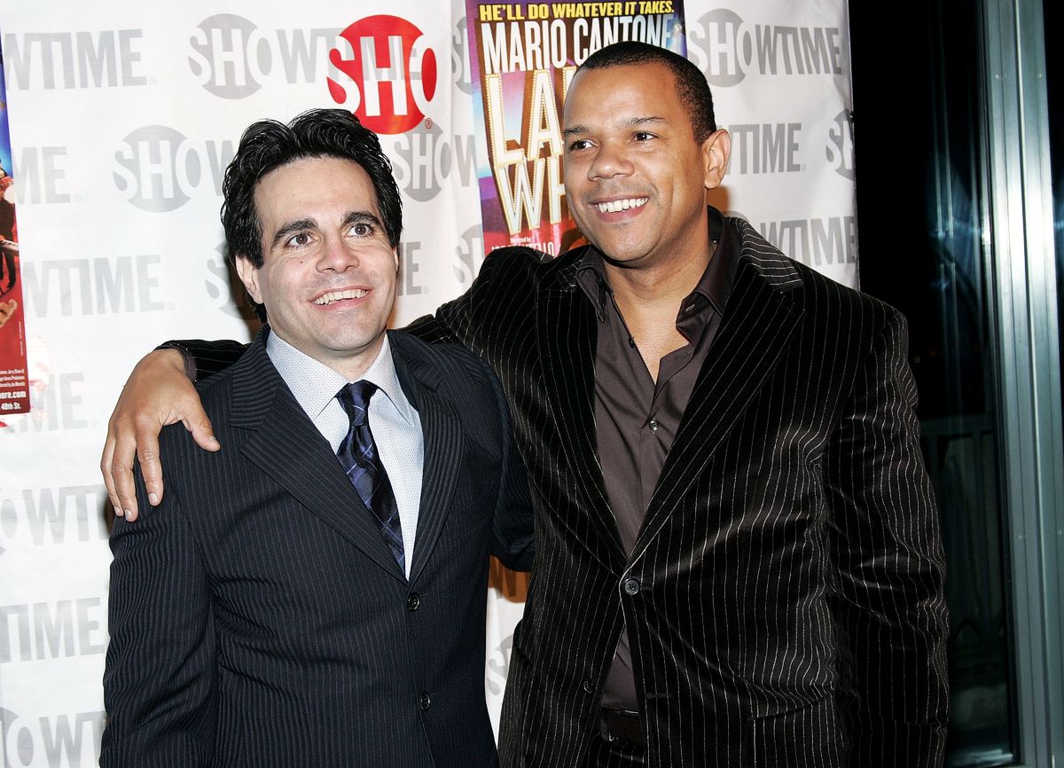 Марио Кантоне и Джерри Диксон на вечеринке открытия шоу «Mario Cantone: Laugh Whore»