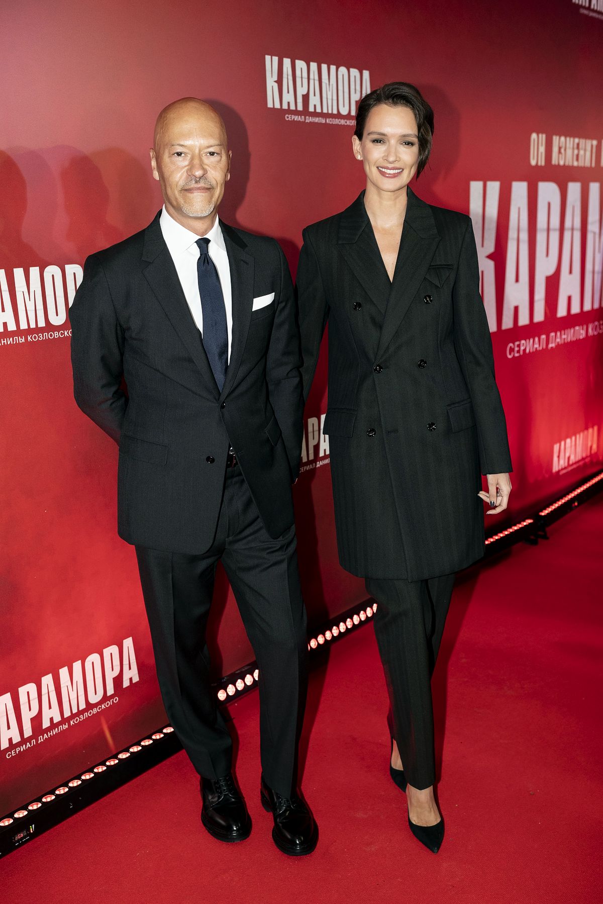 Федор Бондарчук и Паулина Андреева на премьере сериала Данилы Козловского «Карамора» в киноцентре «Октябрь»