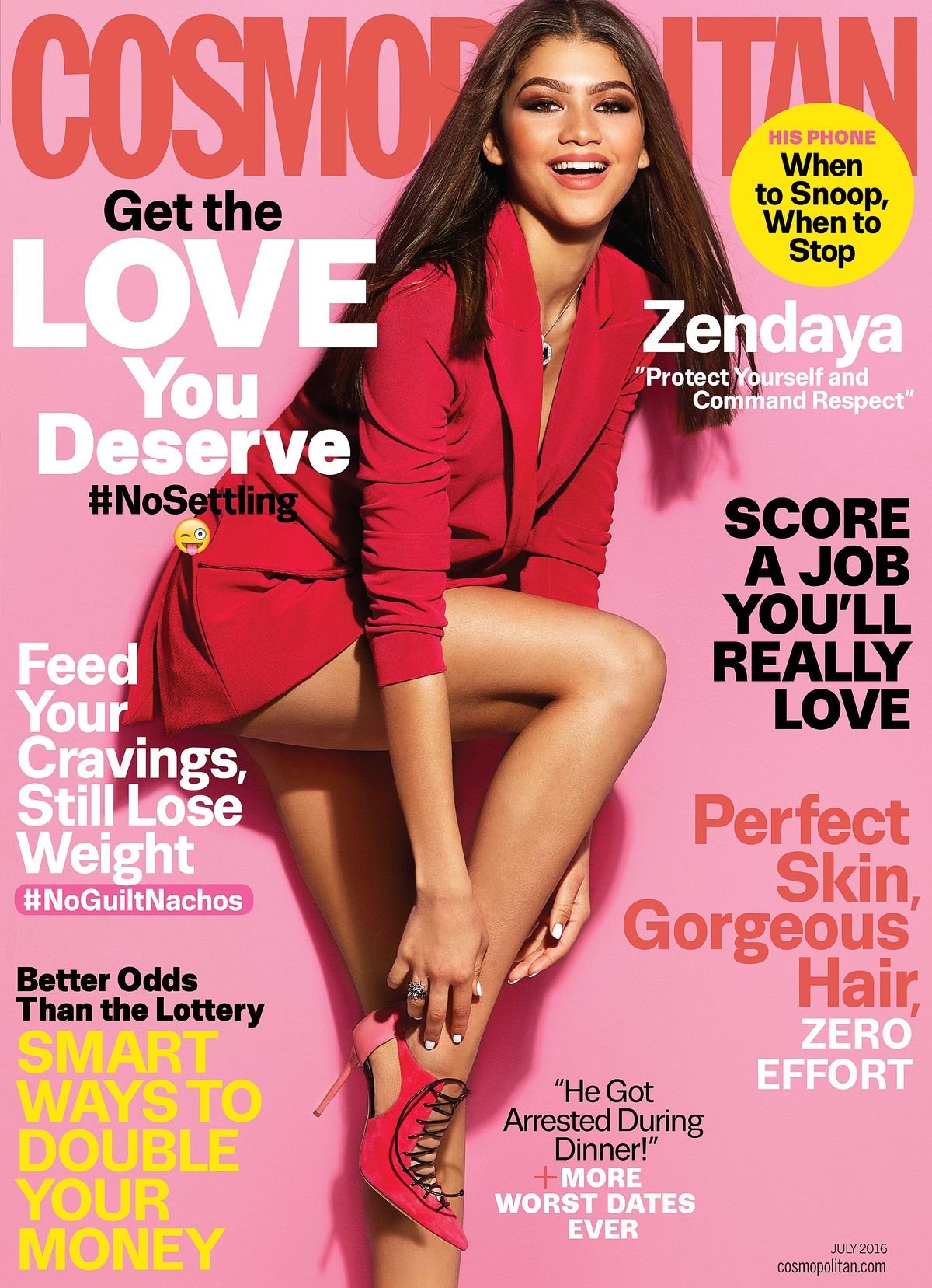 Зендая на обложке журнала Cosmopolitan, июль 2016 г. Зендая на обложке журнала Cosmopolitan
