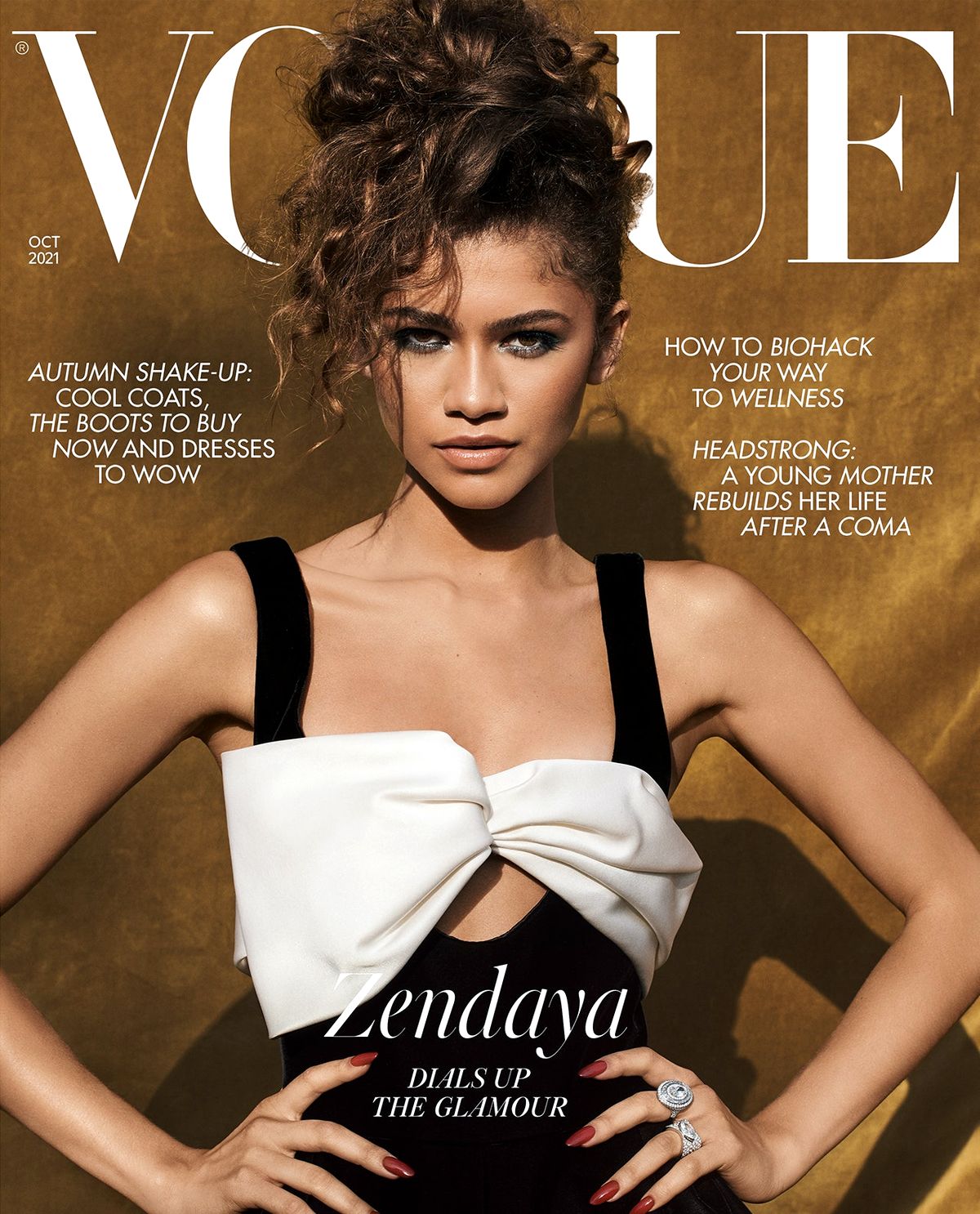 Зендая на обложке журнала Vogue, октябрь 2021 г. Зендая на обложке журнала Vogue, 2021 г.