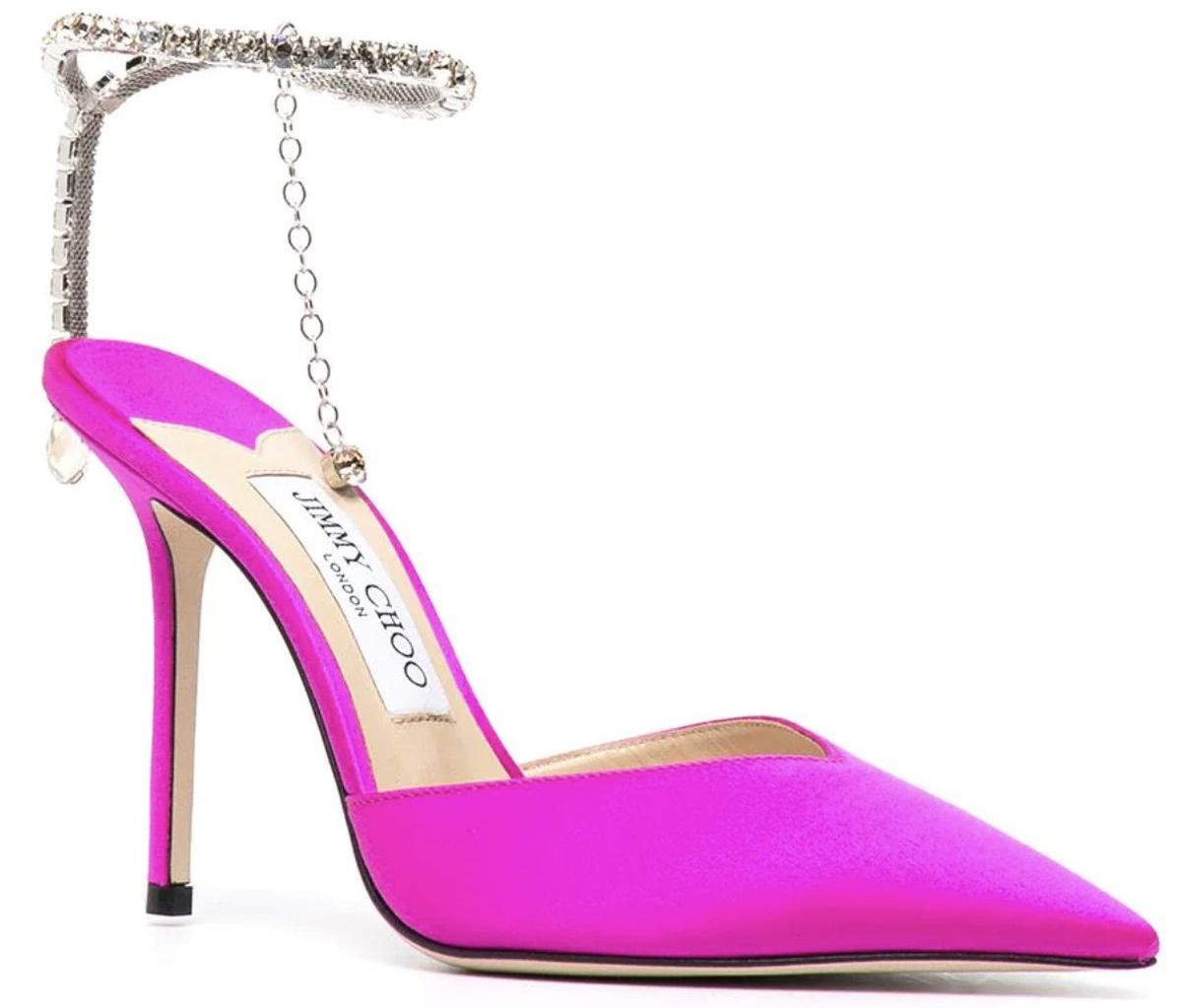 Атласные босоножки-лодочки Jimmy Choo с кристаллами Атласные босоножки-лодочки Jimmy Choo с кристаллами
