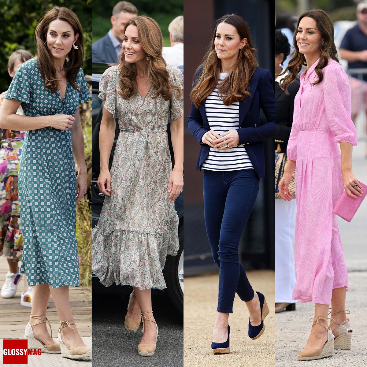 Герцогиня Кембриджская, Кейт Миддлтон любит обувь на джутовой или пробковой танкетке Stuart Weitzman, фото 1 Кейт Миддлтон любит обувь на джутовой или пробковой танкетке Stuart Weitzman, фото 1