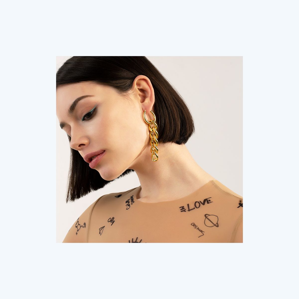 MM6 Maison Margiela, моносерьга-цепь, фото 1 MM6 Maison Margiela, моносерьга-цепь, латунь, фото 1