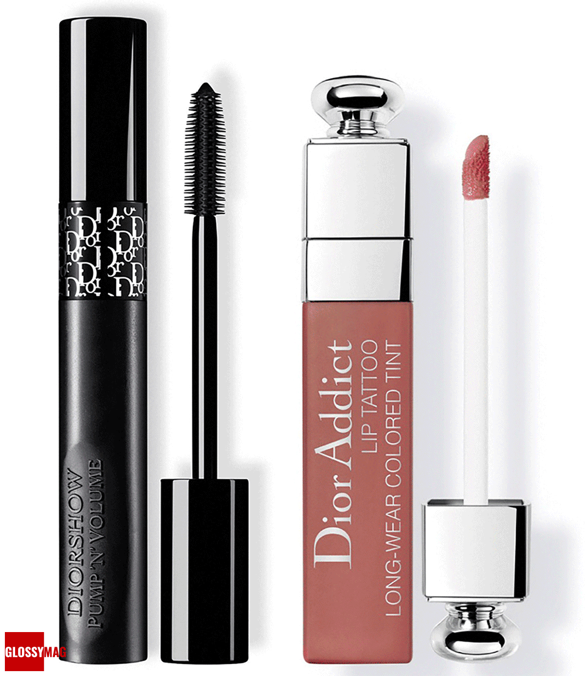 Dior, тушь для ресниц Diorshow Pump ’N’ Volume; цветной тинт Dior Addict Lip Tattoo