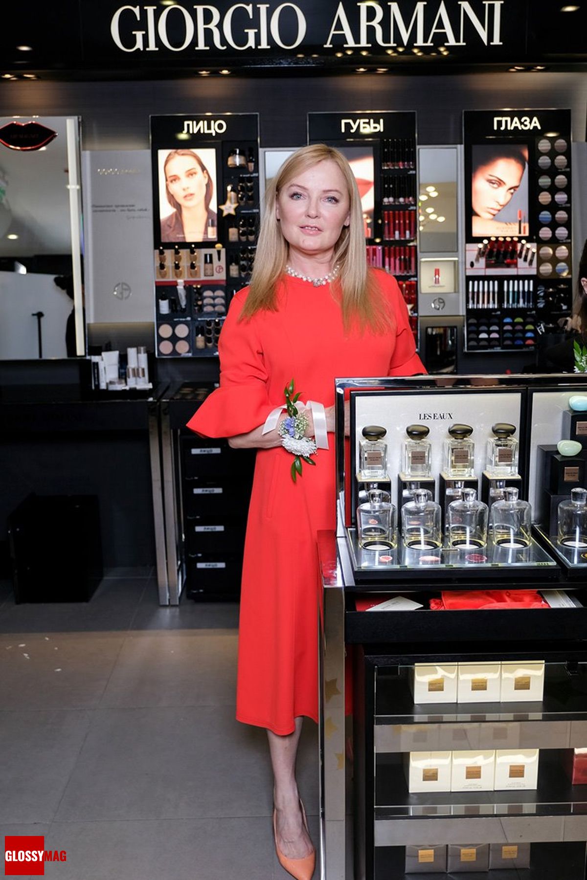 Лариса Вербицкая в корнере Giorgio Armani на закрытом мероприятии Beauty CHOICE в Rivoli Perfumery в ТГ Модный сезон, 28 июня 2017 г.