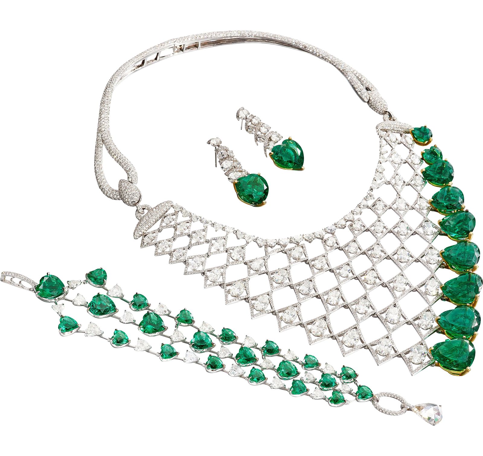 Chopard, комплект из ожерелья, пары сережек и браслета Chopard, парюра из ожерелья, пары сережек и браслета