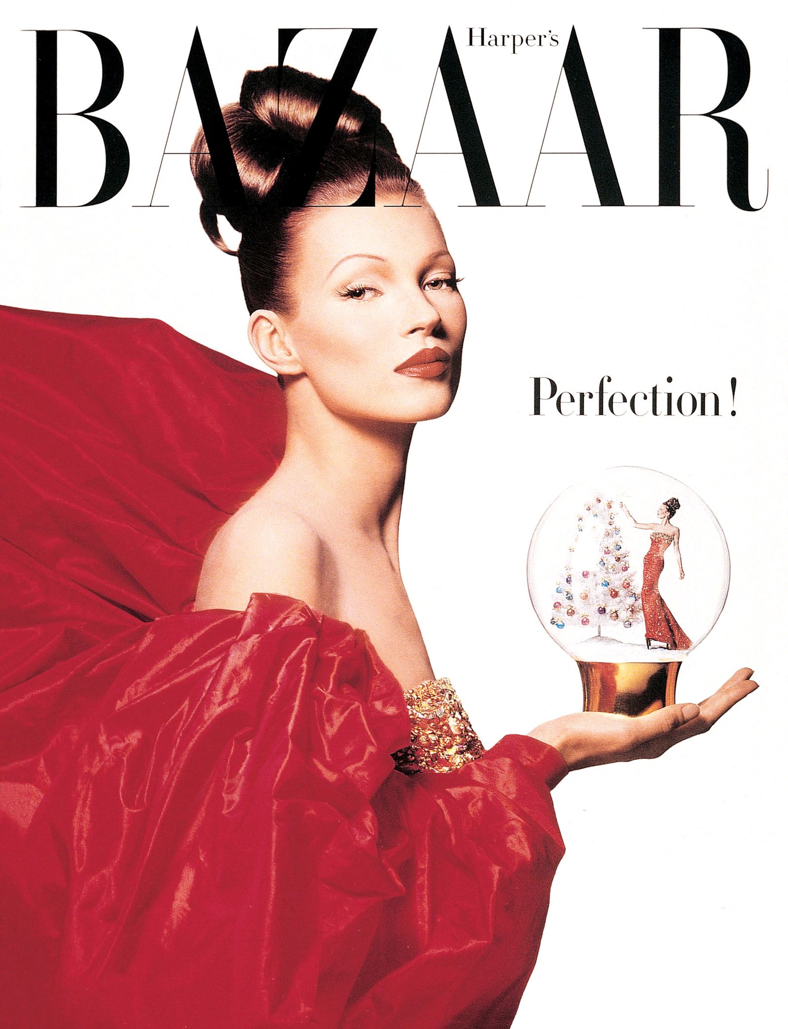 Кейт Мосс в Dior Haute Couture на обложке журнала Harper’s Bazaar, фотограф Патрик Демаршелье, 1992 г.