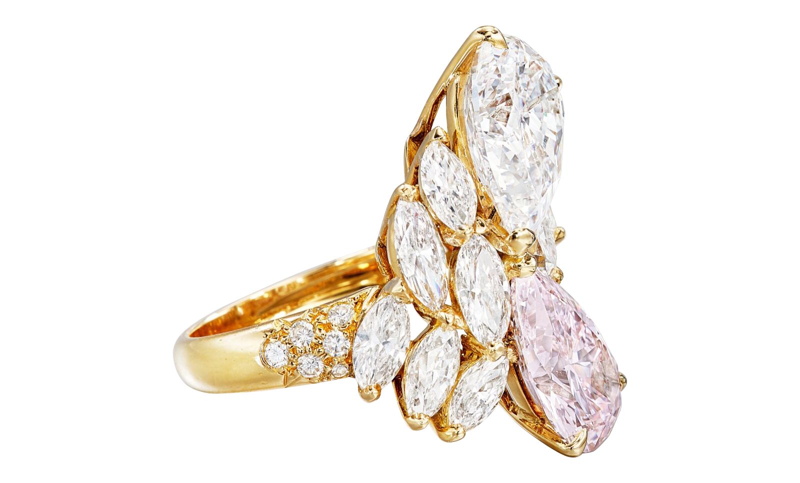Piaget, кольцо с бледно-розовым бриллиантом, фото 2 Piaget, кольцо с бледно-розовым бриллиантом грушевидной формы весом 3,53 карата и грушевидным бриллиантом весом 5,01 карат, фото 2