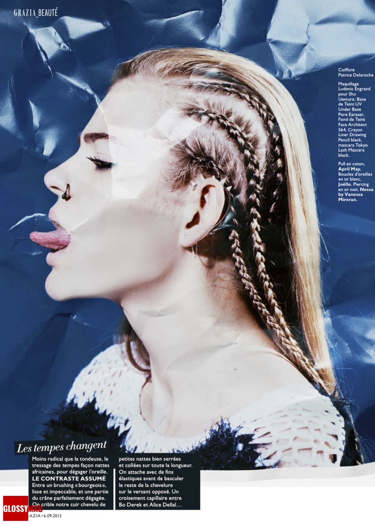 Журнал Grazia FR, сентябрь 2013 г. Серьга-кафф Joelle Jewellery из коллекции Studs Collection