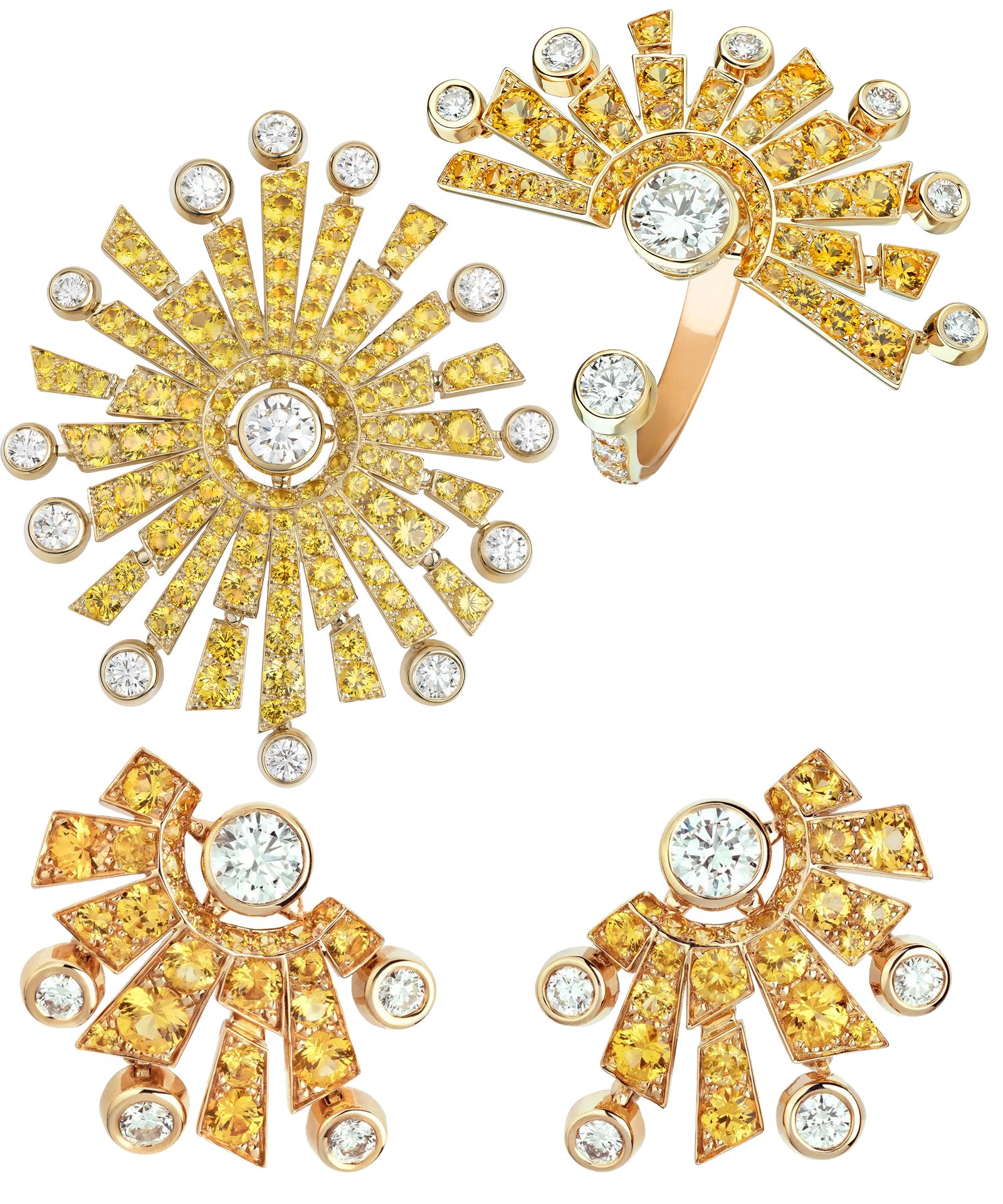 Брошь, кольцо, серьги Soleil Talisman из коллекции «1932» Chanel