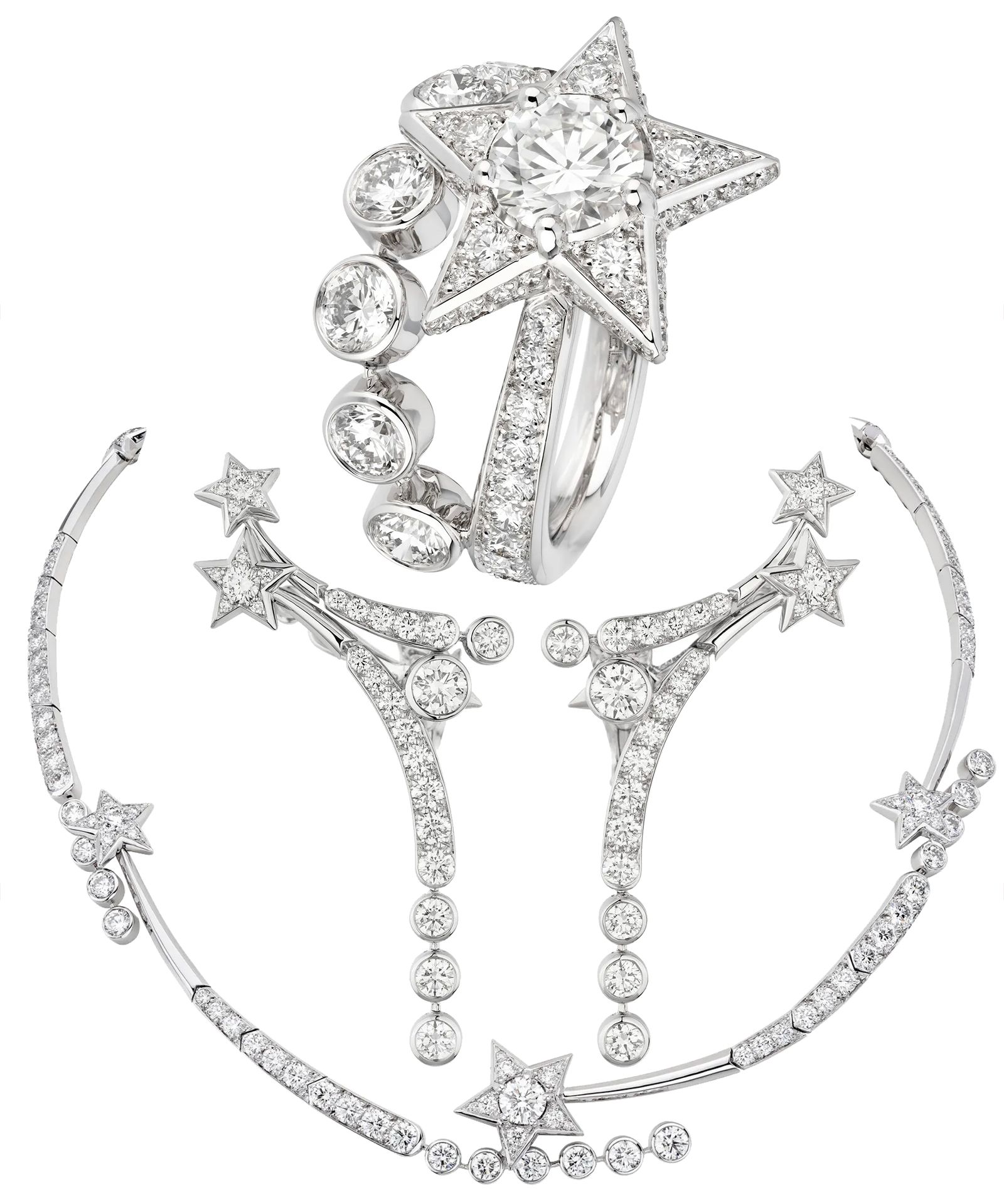 Кольцо, серьги, ожерелье Comète Couture из коллекции «1932» Chanel