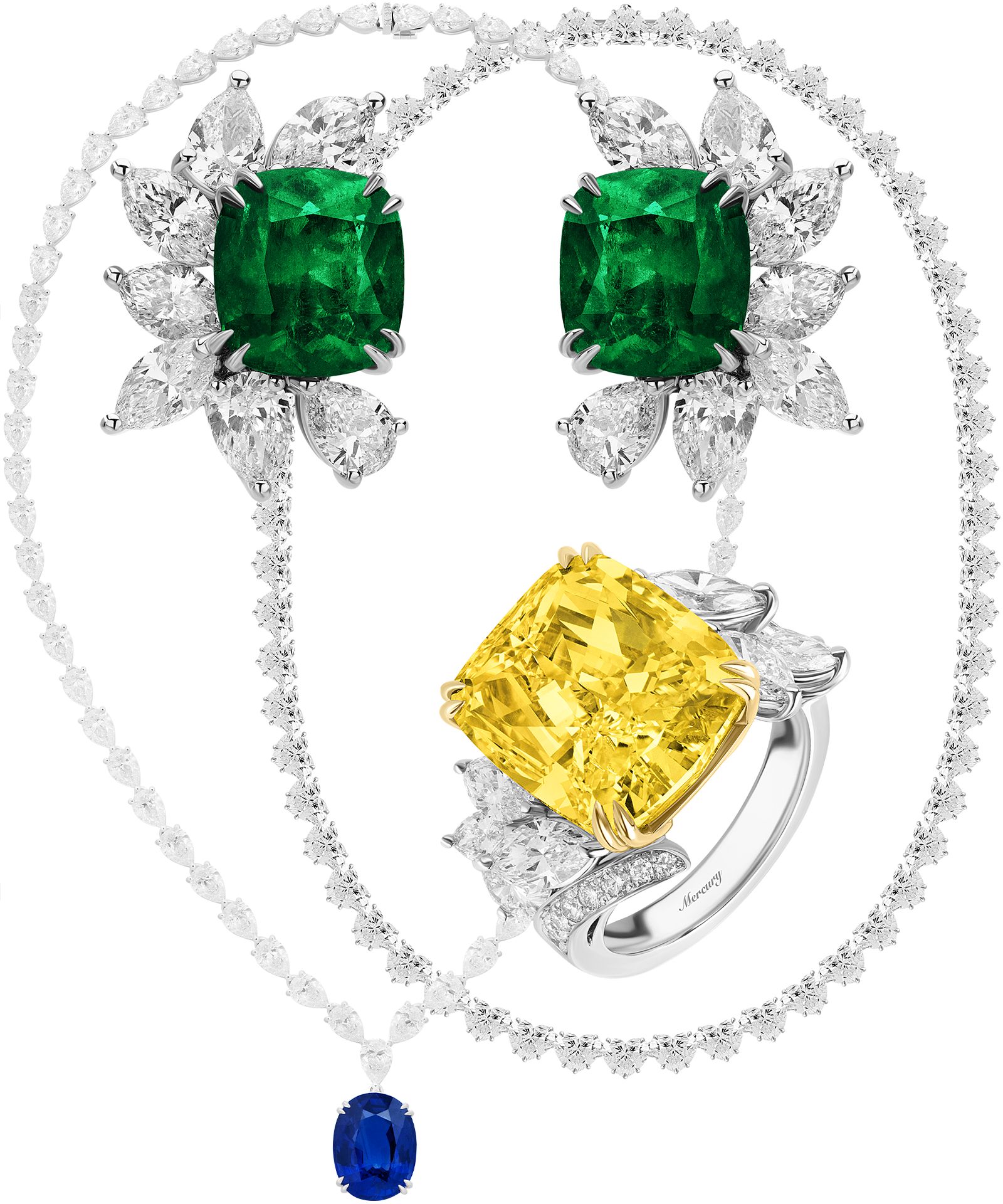 Серьги Mercury Color; кольцо Mercury Classic; колье Mercury; колье Mercury Color