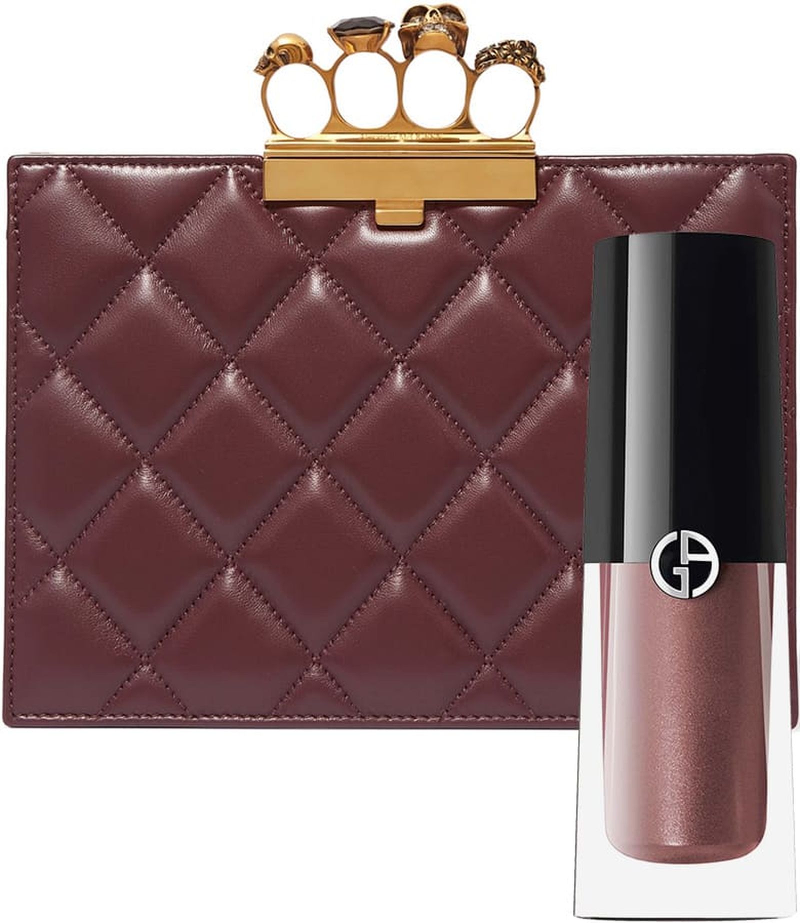 Клатч Alexander McQueen; Giorgio Armani, жидкие тени для век Eye Tint, оттенок 9