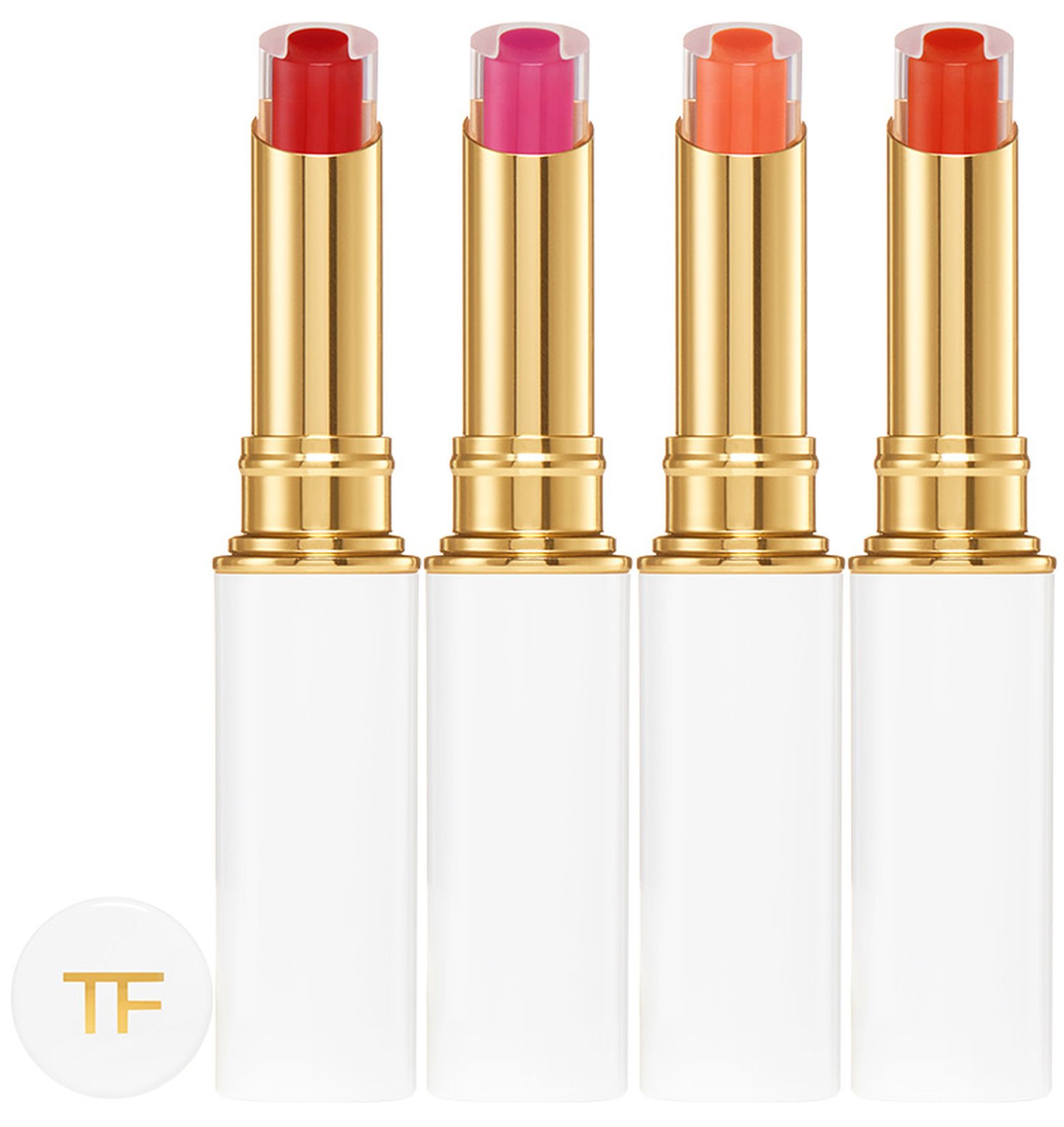 Tom Ford, помада для губ Lip Gelee, оттенки: Lustrous, Maldives, Scorching, Sunlit