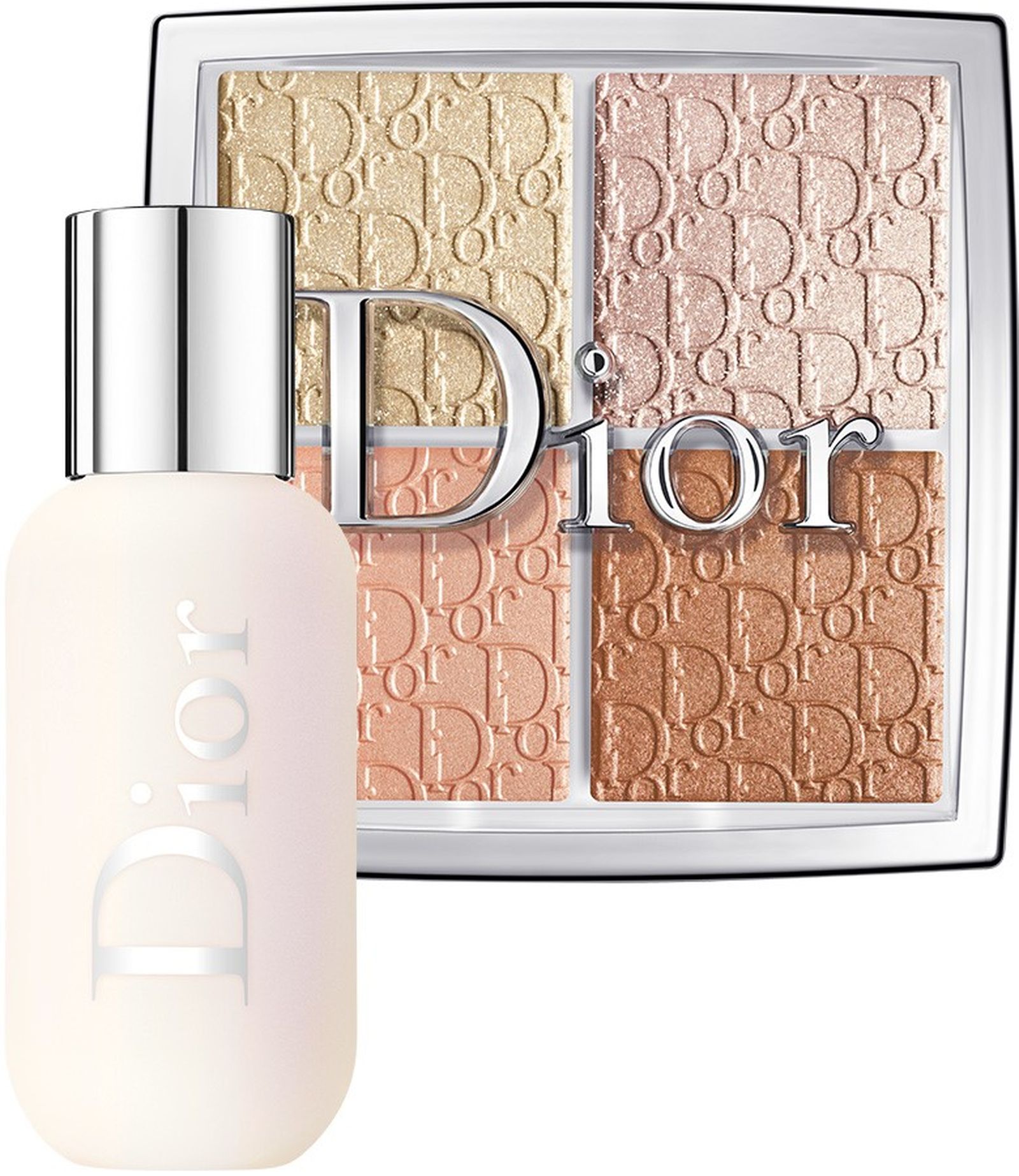 Dior, праймер для лица и тела Dior Backstage Face and Body Primer; палетка хайлайтеров Dior Backstage Glow Palette, оттенок Glitz 002 Dior Backstage Face and Body Primer, Dior Backstage Glow Palette