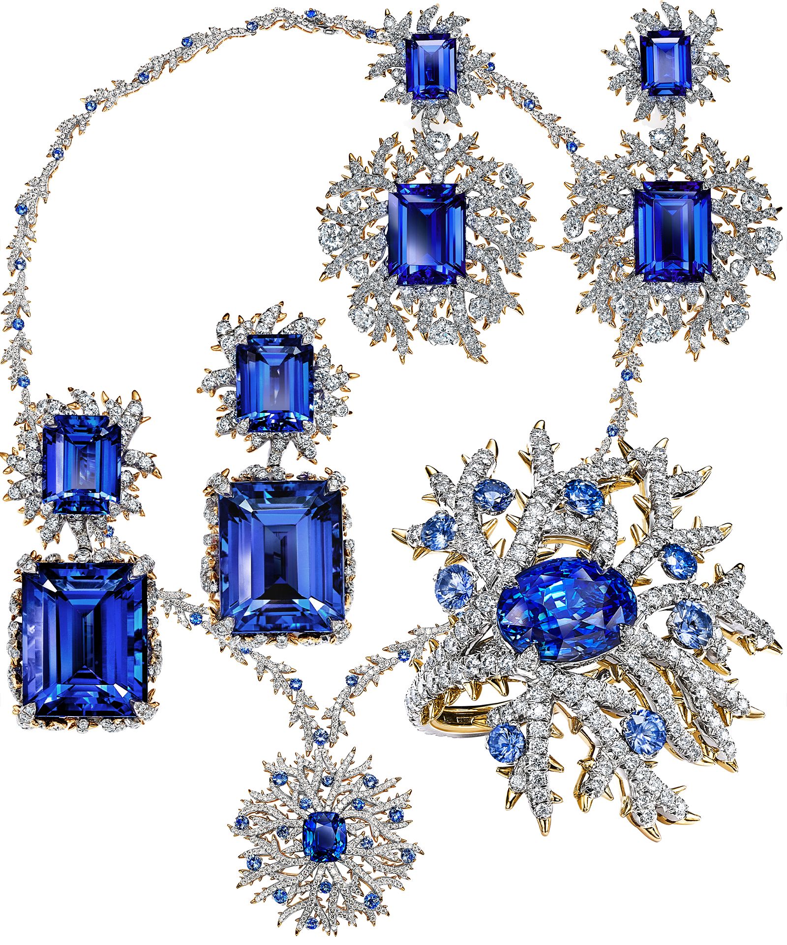 Серьги, колье, кольцо Tiffany & Co. Blue Book 2023 «Out of the Blue» Серьги, колье, кольцо из коллекции Tiffany & Co. Blue Book 2023 «Out of the Blue»
