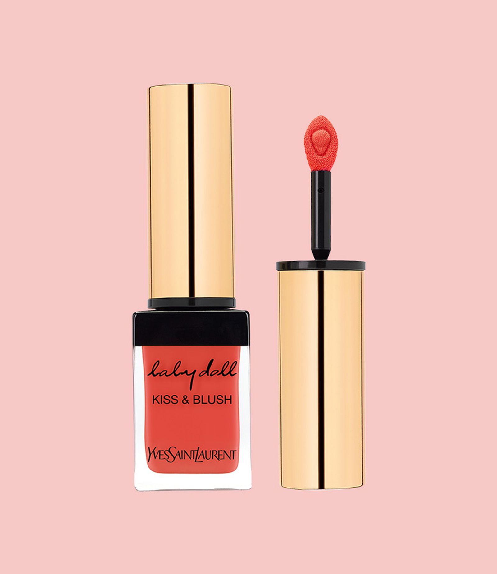 YSL, румяна и блеск для губ 2 в 1 Baby Doll Kiss & Blush, оттенок 4 Orange Fougueux