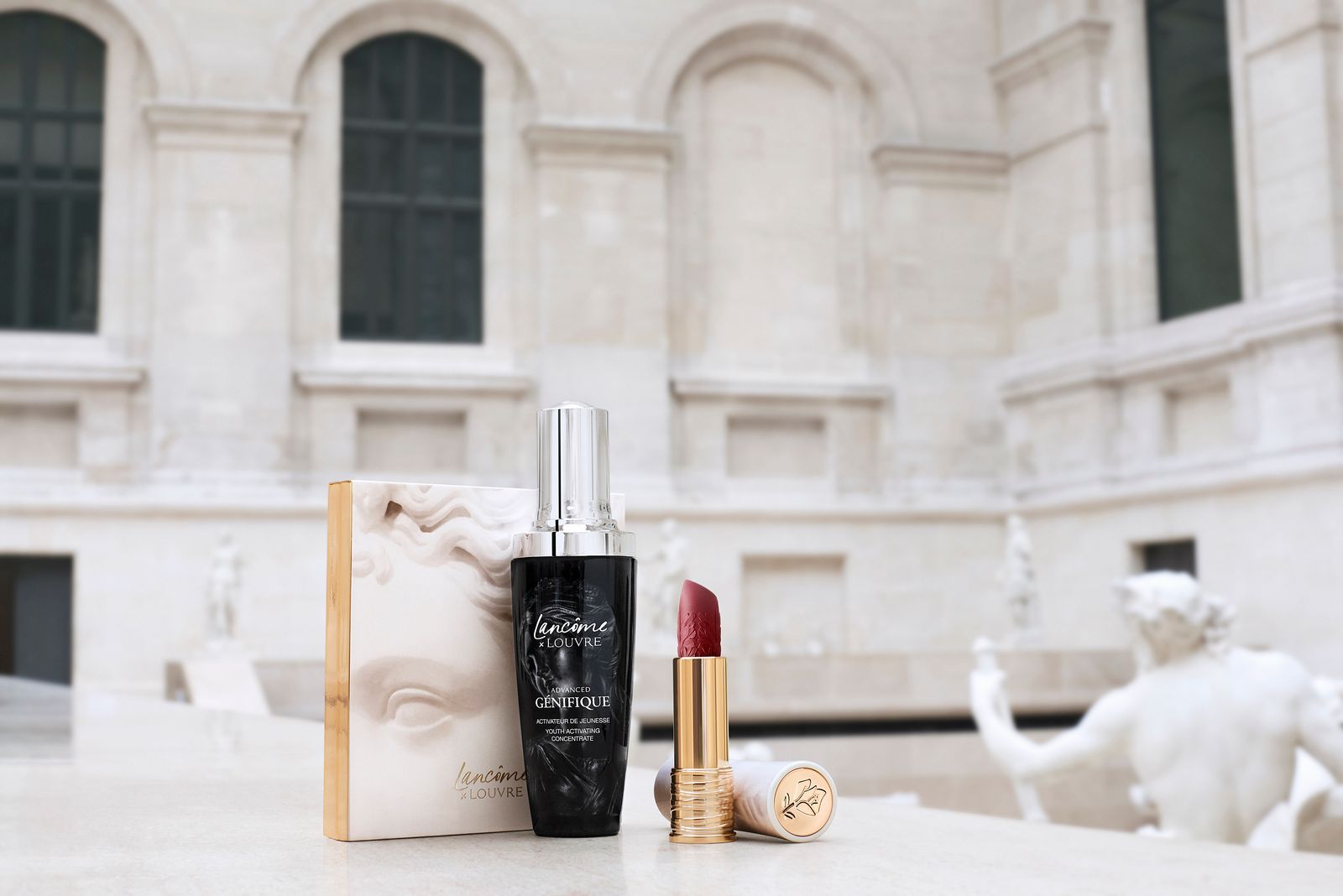 Зендая, Аманда Сейфрид, Ая Накамура и Хэ Конг в рекламном кампейне Lancôme X Louvre 2023, фото 1