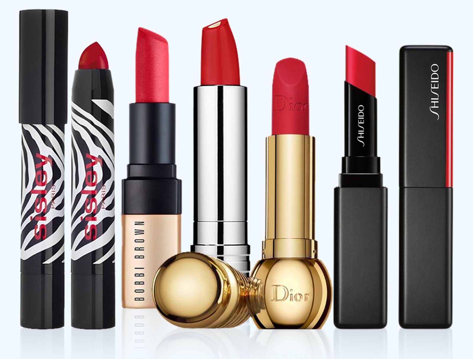 Sisley Phyto-Lip Twist Mat, Clinique Dramatically Different Shaping Color, Bobbi Brown Luxe Matte Lip Color, Dior Diorific Mat Lips, Shiseido VisionAiry Gel