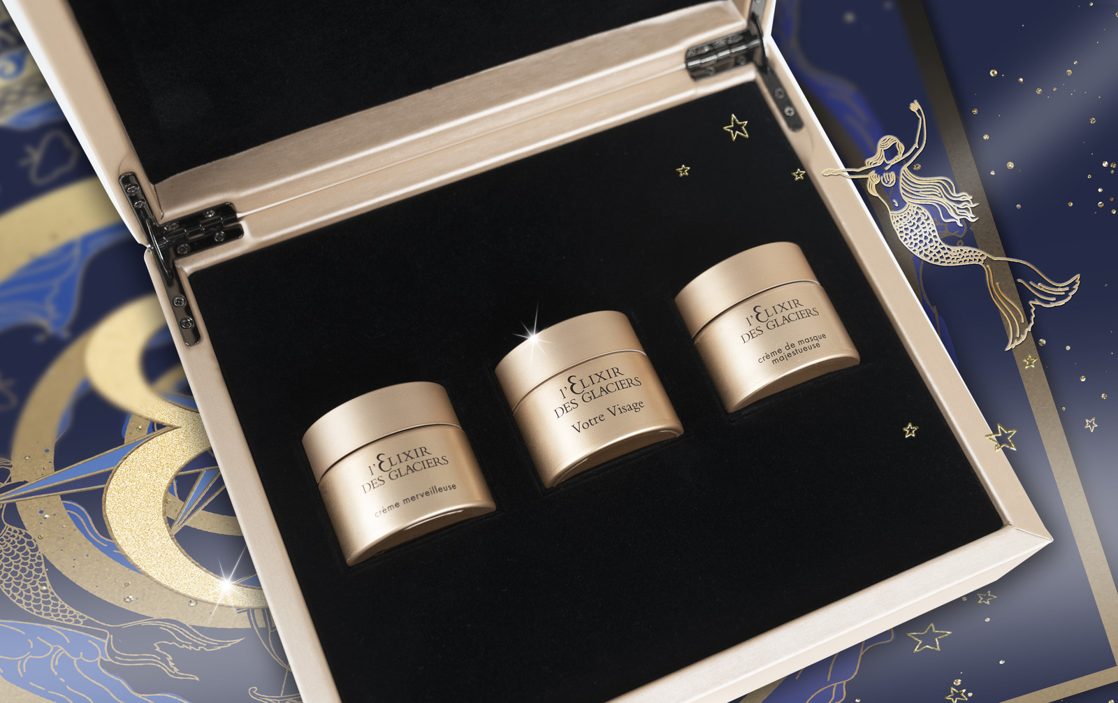 Сет l’Elixir des Glaciers из коллекции Valmont Blue Odyssey Рождественская коллекция Blue Odyssey Valmont 2024: l’Elixir des Glaciers